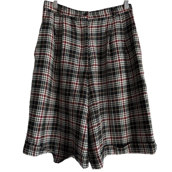 Vintage Talbots Size 10 100% Wool Plaid High Waisted Pleated Shorts Academia - Picture 1 of 16